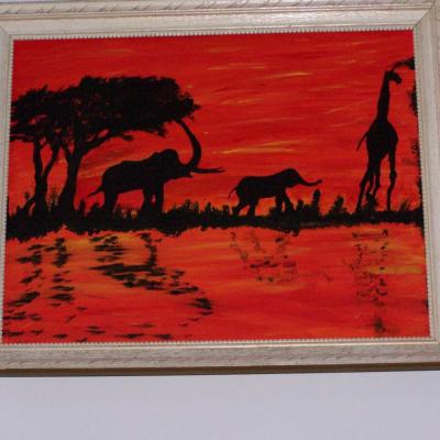 éléphants dans la plaine  $110.00
