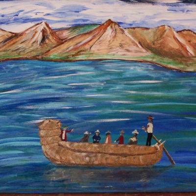 bateau sur le lac titicaca Brésil cadeau