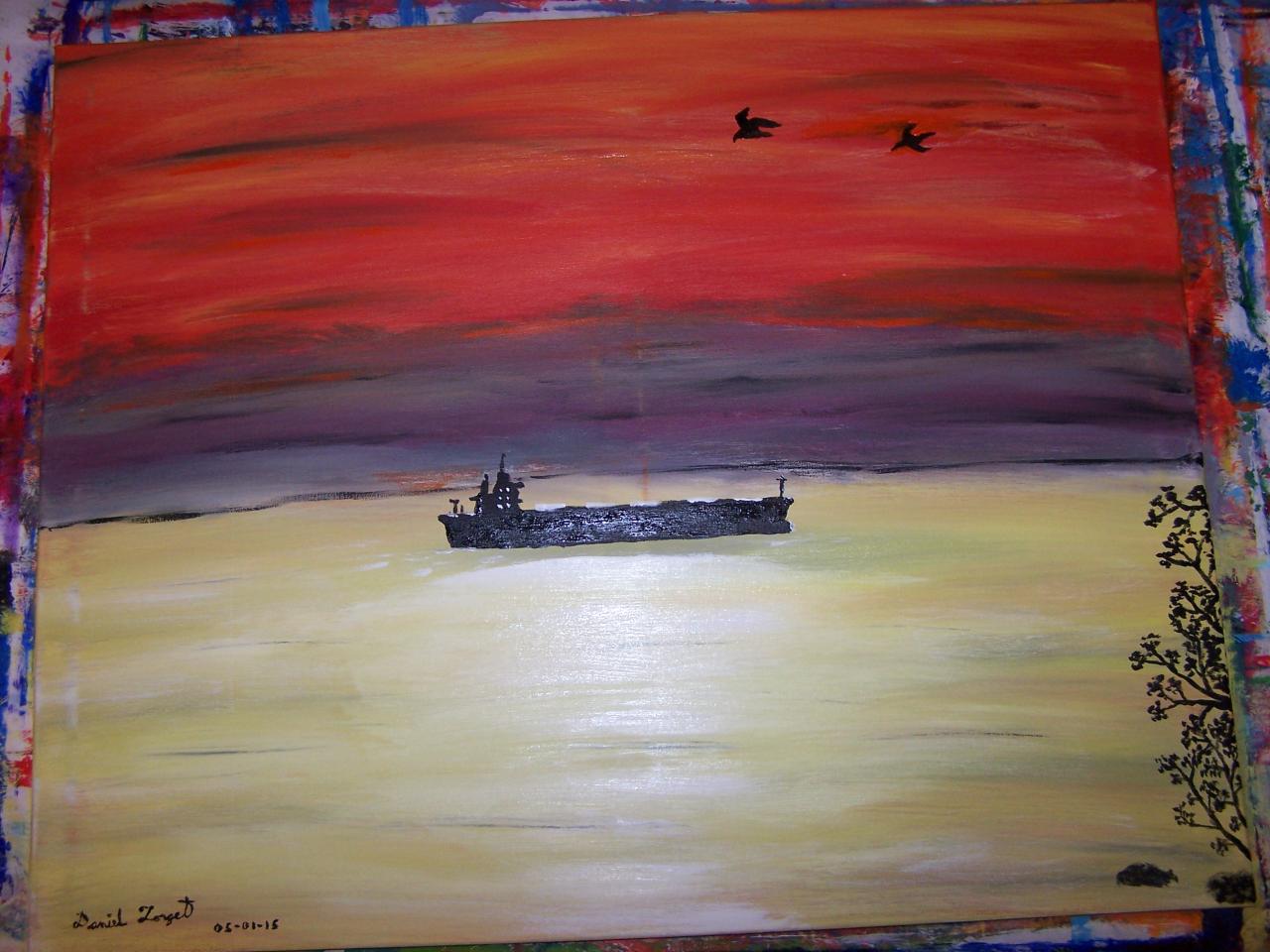bateau  dans le fleuve Saint - Laurent $90.00