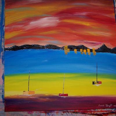 abstrait petit  bateaux  $75.00