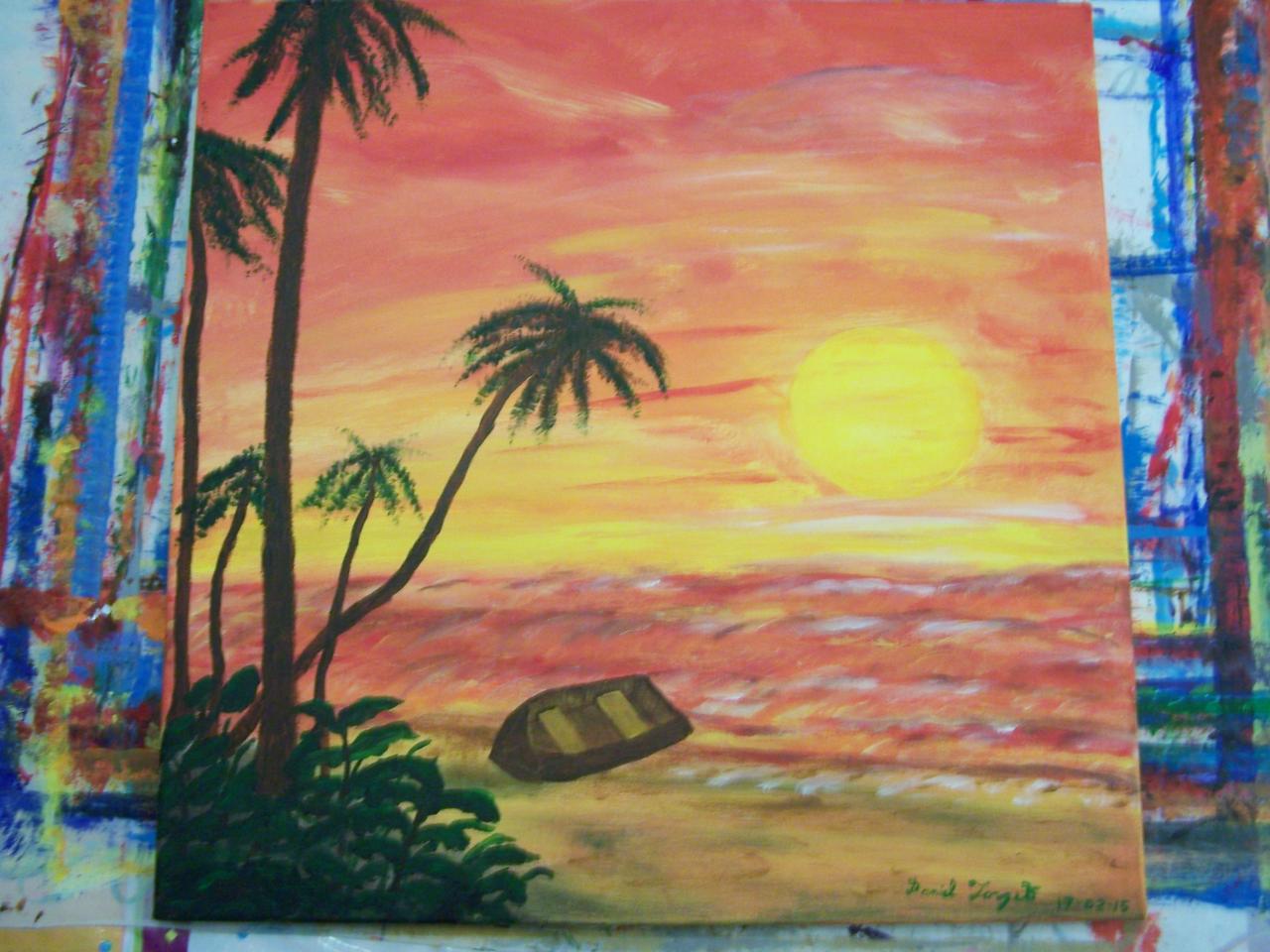 Coucher de soleil  Suu la plage  $100.00