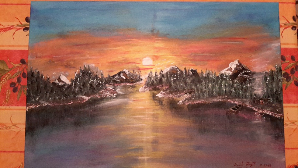 Coucher de soleil sur le lac $185.00